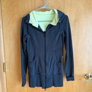 Lululemon Athletica Women‎ Charcoal Grey Lime Green Hoodie Jacket Size 4